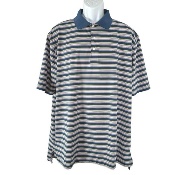 Peter Millar Summer Comfort Polo Shirt XL Short Sleeve Stripe Multicolor TP-2894 - Picture 1 of 8
